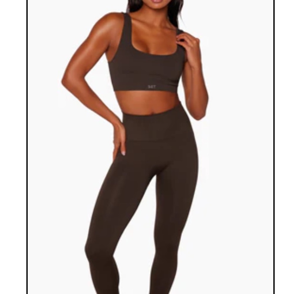 SET Active Brown Seamless Sports Bra & High-Waist Leggings Set